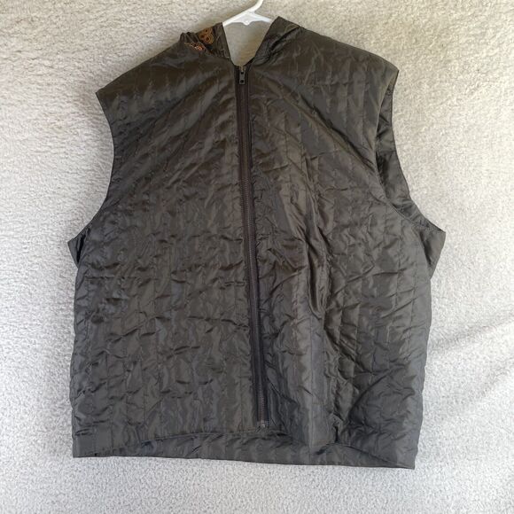 Scotch and Soda Puffer Vest Womens XL Brown Quilted Full Zip Floral Outwear - Picture 1 of 14